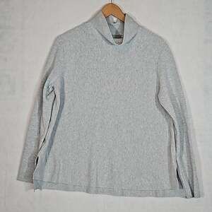 COS Grey Mock Neck Cotton Sweater Women's Size Small Minimalist Ribbed Knit